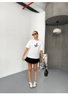 Kısa Kol Baskılı T-shirt - Beyaz