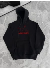 Kışlık Uzun Kol Kapüşonlu SweatShirt - Siyah