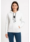 Nihilist Penguen Temalı Oversize Kapüşonlu Sweatshirt - Beyaz