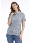 Pike Kumaş Düğmeli Yaka Regular Rahat Günlük Kısa Kol Tişört T-shirt - Gri