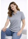 Pike Kumaş Düğmeli Yaka Regular Rahat Günlük Kısa Kol Tişört T-shirt - Gri