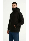 Samuray Ninja Çift Kapüşonlu ZIP Fermuarlı Kanguru Cepli Tam Fermuarlı Hoodie Sweatshirt - Siyah