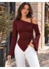 Sandy Büzgülü İspanyol Kol Bluz