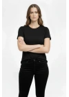 T-Shirt Bisiklet Yaka Slim Fit Likralı Tişört Günlük Basic Body - Siyah