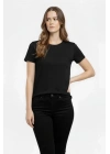 T-Shirt Bisiklet Yaka Slim Fit Likralı Tişört Günlük Basic Body - Siyah