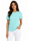 T-Shirt Bisiklet Yaka Slim Fit Likralı Tişört Günlük Basic Body - Turkuaz