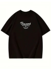 Thousand Baskılı Oversize Bisiklet Yaka T-shirt - Siyah