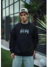 Üç İplik Bisiklet Yaka Baskılı SweatShirt - Siyah