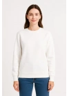 Üç İplik Düz Bisiklet Yaka SweatShirt - Beyaz