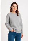 Üç İplik Düz Bisiklet Yaka SweatShirt - Gri