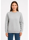 Üç İplik Düz Bisiklet Yaka SweatShirt - Gri