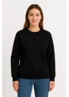 Üç İplik Düz Bisiklet Yaka SweatShirt  - Siyah