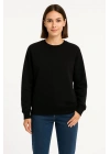Üç İplik Düz Bisiklet Yaka SweatShirt  - Siyah