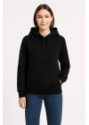 Üç İplik Kapüşonlu Kanguru Çepli SweatShirt Hoodie - Siyah