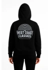 Üç İplik Kapüşonlu Ön Ve Arka Baskılı SweatShirt Hoodie - Siyah