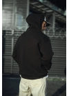 Üç İplik Penye Kapşonlu Basic SweatShirt - Siyah