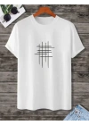 Unisex Baskılı Oversize T-Shirt - Beyaz
