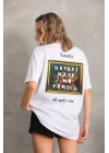 Unisex Baskılı Oversize T-Shirt - Beyaz