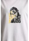 Unisex Baskılı Oversize T-Shirt - Beyaz