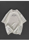 Unisex Baskılı Oversize T-Shirt - Beyaz
