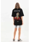 Unisex Baskılı Oversize T-Shirt - Siyah