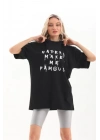 Unisex Baskılı Oversize T-Shirt - Siyah
