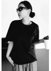 Unisex Baskılı Oversize T-Shirt - Siyah