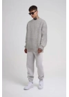 Unisex Biskilet Yaka Üç İplik SweatShirt - Gri