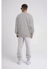 Unisex Biskilet Yaka Üç İplik SweatShirt - Gri