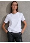 Unisex Kısa Kollu Bisiklet Yaka Basic Viskon Bluz