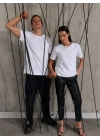 Unisex Kısa Kollu Bisiklet Yaka Basic Viskon Bluz