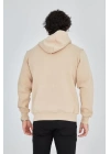 Unisex Tam Fermuarlı Kapşonlu  SweatShirt - Bej
