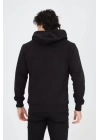 Unisex Tam Fermuarlı Kapşonlu  SweatShirt - Siyah