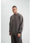 Uzun Kol Bisiklet Yaka Basic SweatShirt - Füme