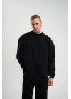 Uzun Kol Bisiklet Yaka Basic SweatShirt - Siyah