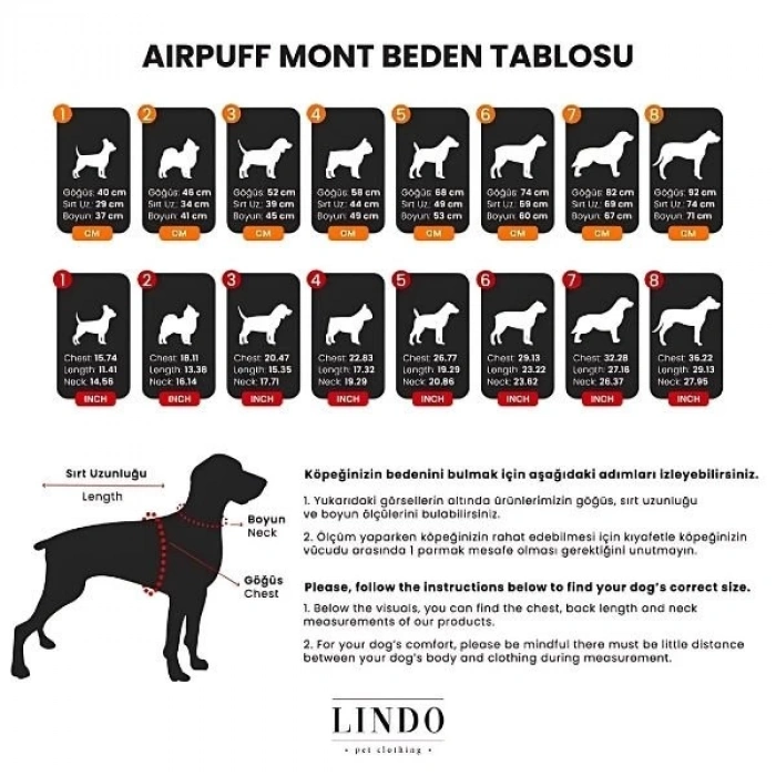 Lindo Dogs Air Puff Deep Köpek Montu Siyah Beden 8