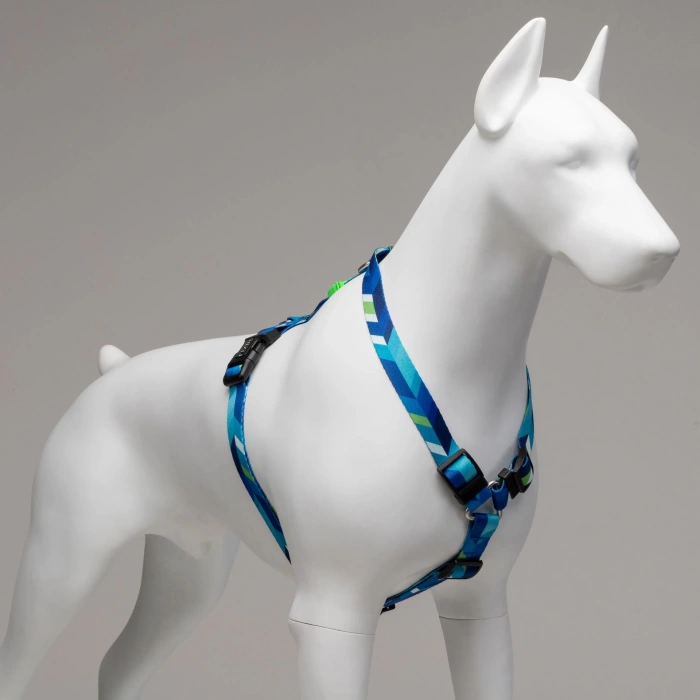 Lindo Dogs Blue Dream H Tipi Köpek Göğüs Tasması Mavi/Yeşil Beden Large