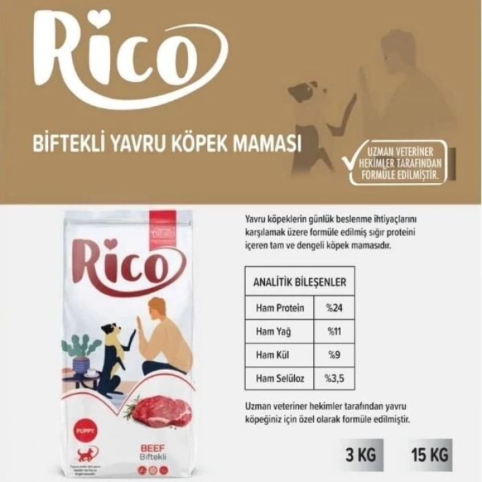 Rico Sığır Etli Yavru Köpek Maması 15 Kg