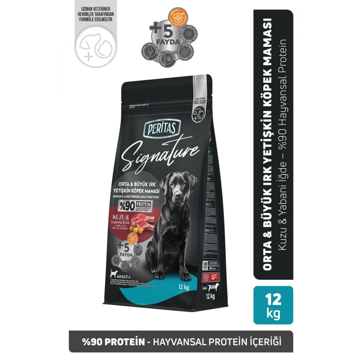 Signature Kuzulu Orta ve Büyük Irk Yetişkin Köpek Maması 12 Kg