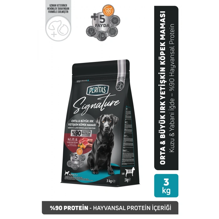 Signature Kuzulu Orta ve Büyük Irk Yetişkin Köpek Maması 3 Kg