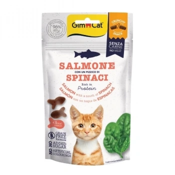 Gimcat Crunchy Snacks Somonlu ve Ispanaklı Tahılsız Kedi Ödül Maması 50 Gr