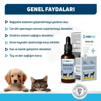 OneVet Amino-Sol Yavru Kedi ve Köpekler İçin Gelişim Destekleyici Damla 50 Ml