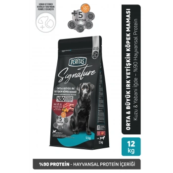 Signature Kuzulu Orta ve Büyük Irk Yetişkin Köpek Maması 12 Kg
