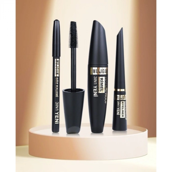 3ü 1 Arada Göz Makyajı Seti - Eyeliner, Maskara, Kalem