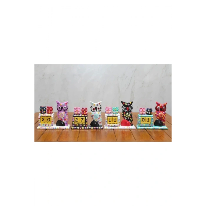 Ahşap Tekli Baykuş Takvim Polos:16