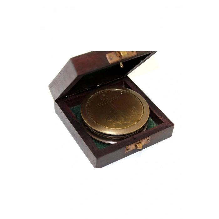 Ahşap Kutulu Pirinç Pusula