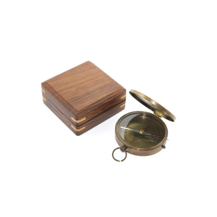 Ahşap Kutulu Pirinç Pusula