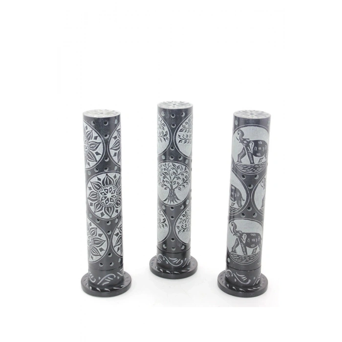 Obsidian Taşı İşlemeli Kule Tütsülük Ksk2211