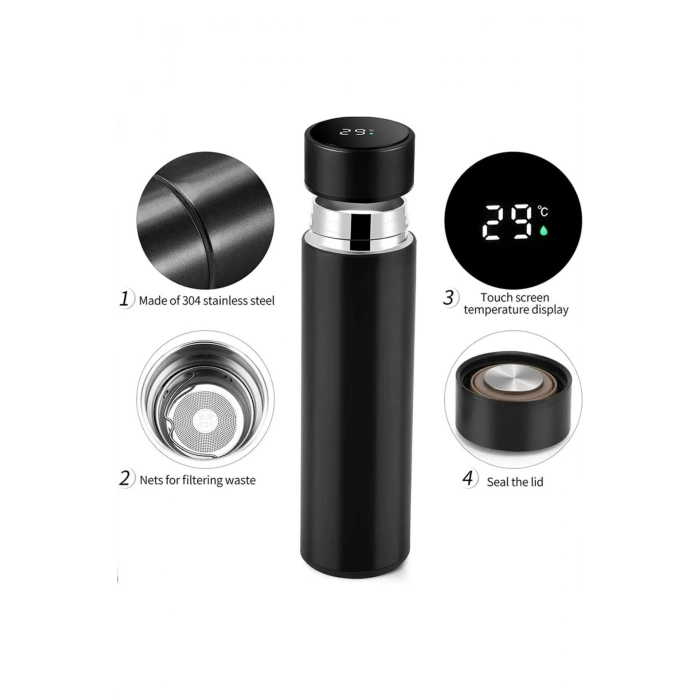 Termometreli Led Dijital Göstergeli Çelik Termos Matara Suluk