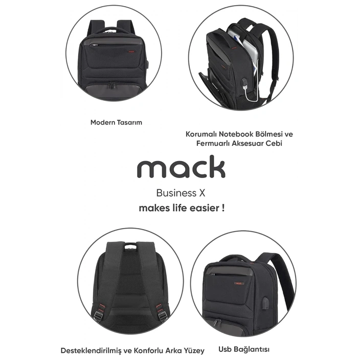 Business X MCC-805 Laptop Sırt Çantası + Dijital Göstergeli Hızlı Şarjlı Powerbank 22.5W QC 3.0 Şarj